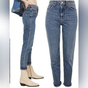 Topshop Moto Studded Mom Jeans 26